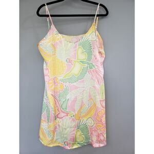 NEW - Watercolor Kenny Flowers‎ L/XL TROPICAL DRESS bird parrot beach floral